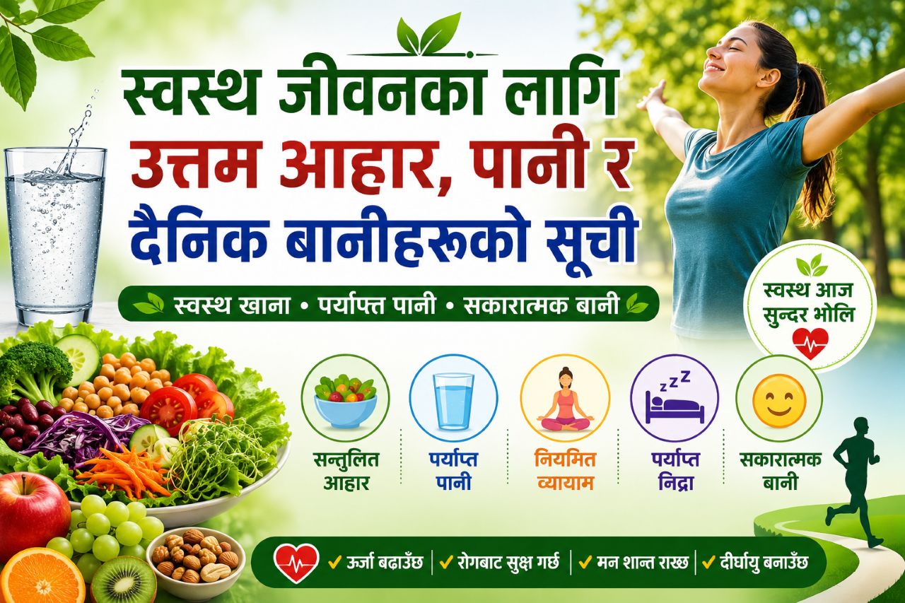 स्वस्थ जीवनका लागि उत्तम आहार, पानी र दैनिक बानीहरूको सूची स्वस्थ जीवनका लागि उत्तम आहार, पानी र दैनिक बानीहरूको सूची