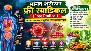 मानव शरीरमा फ्री र्याडिकल (Free Radical): कारण, प्रभाव र प्राकृतिक नियन्त्रणका उपाय मानव शरीरमा फ्री र्याडिकल (Free Radical): कारण, प्रभाव र प्राकृतिक नियन्त्रणका उपाय