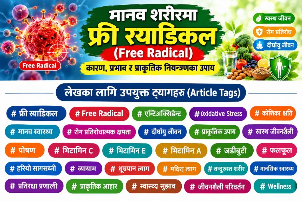 मानव शरीरमा फ्री र्‍याडिकल (Free Radical): कारण, प्रभाव र प्राकृतिक नियन्त्रणका उपाय