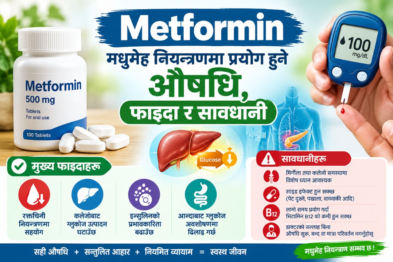 Metformin: मधुमेह नियन्त्रणमा प्रयोग हुने औषधि, फाइदा र सावधानी